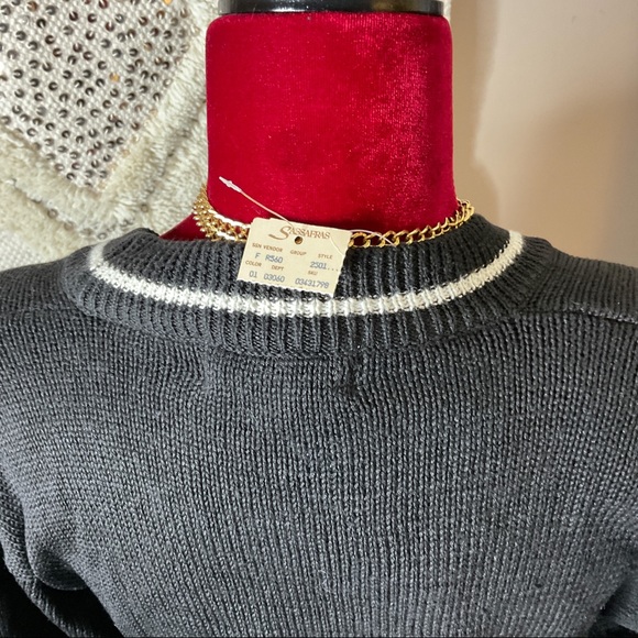 Vintage 80s Betty Blue Button Down Cardigan Black White Sweater Size S Hong Kong - Picture 9 of 10